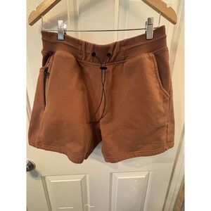 Rawgear Mens Fleece Sweat Shorts Copper Brown  Zipper Pocket Toggle Drawcord Lg.